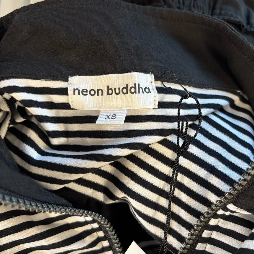 Neon Buddha black white stripes front row tiered ruffle zip up jacket pockets XS - Picture 13 of 15